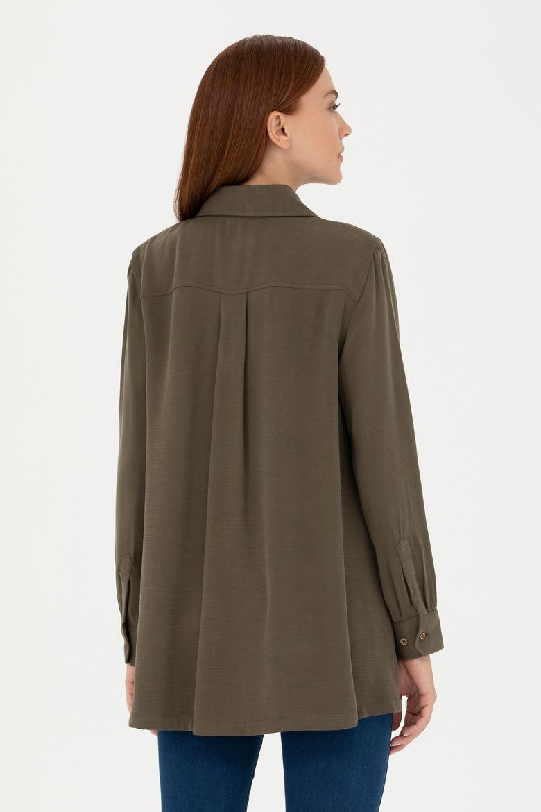 Kadın Haki Uzun Kollu Gömlek - 50271426012