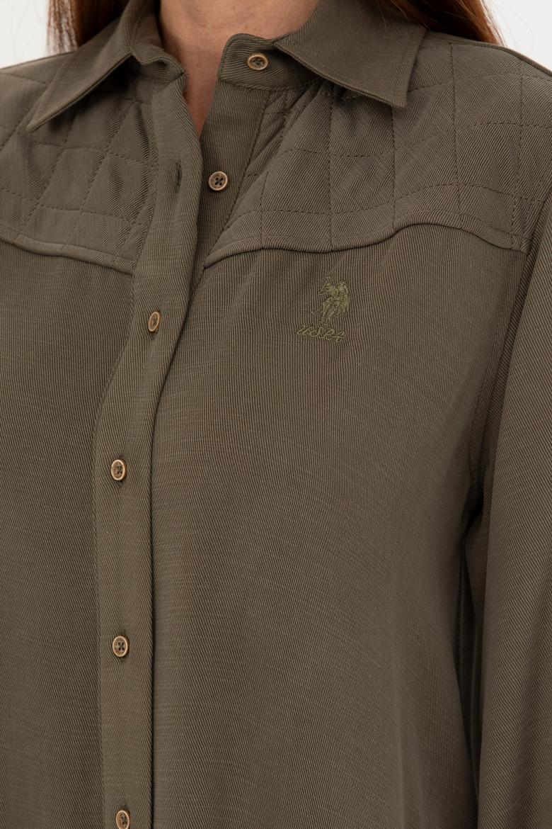 Kadın Haki Uzun Kollu Gömlek - 50271426012