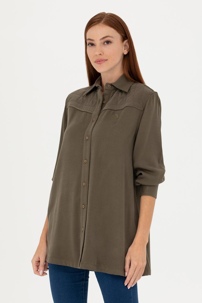Kadın Haki Uzun Kollu Gömlek - 50271426012