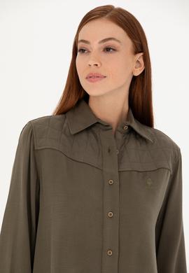 Kadın Haki Uzun Kollu Gömlek - 50271426012