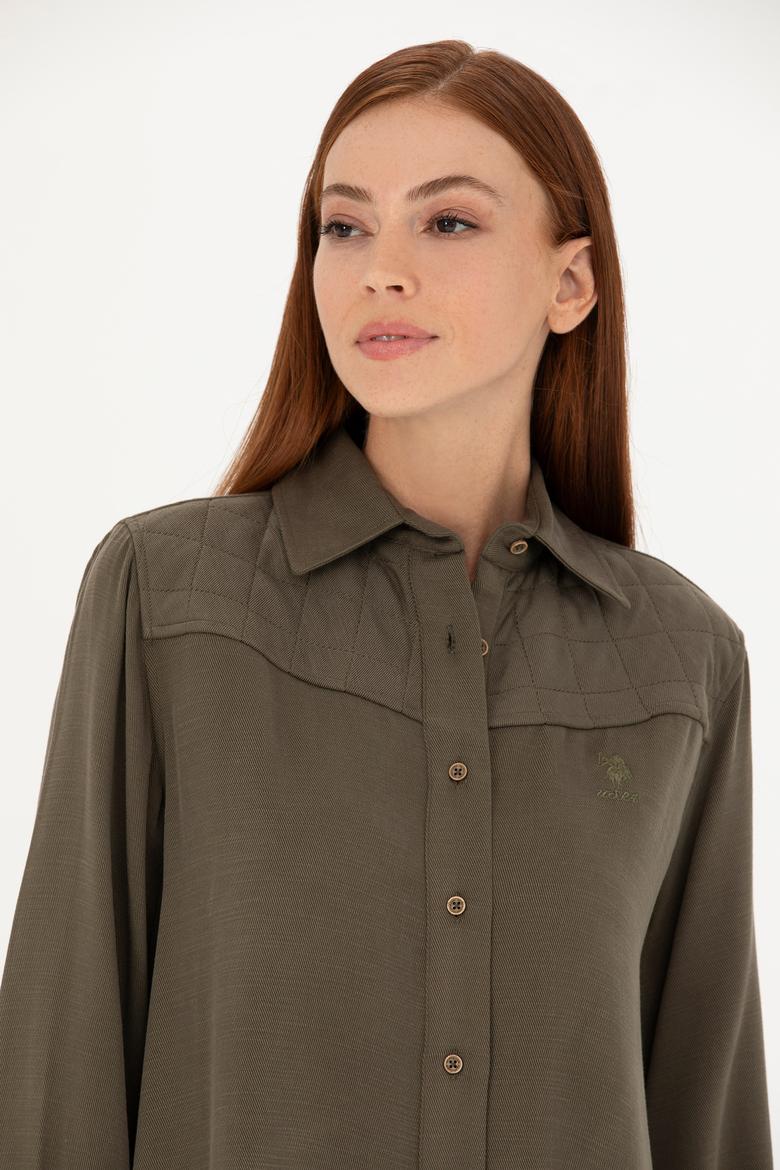 Kadın Haki Uzun Kollu Gömlek - 50271426012