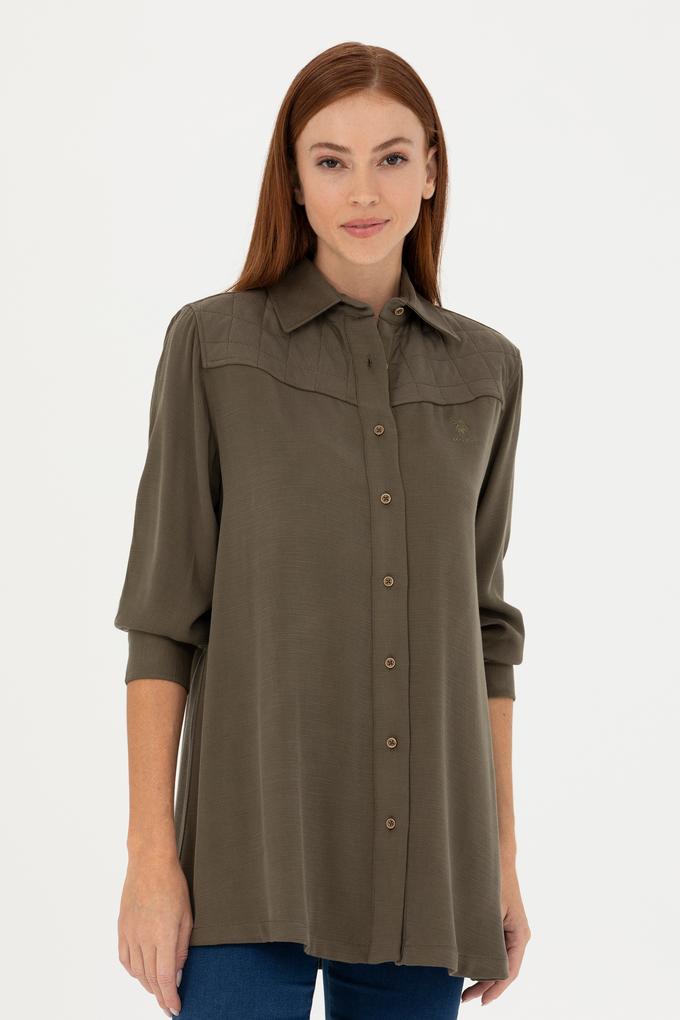 Kadın Haki Uzun Kollu Gömlek
