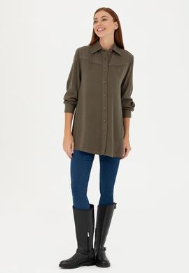 Kadın Haki Uzun Kollu Gömlek - 50271426012