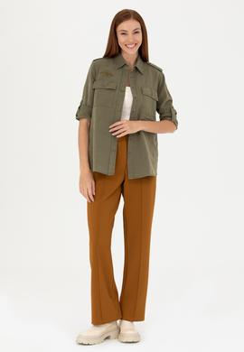 Kadın Haki Uzun Kollu Gömlek - 50271854010