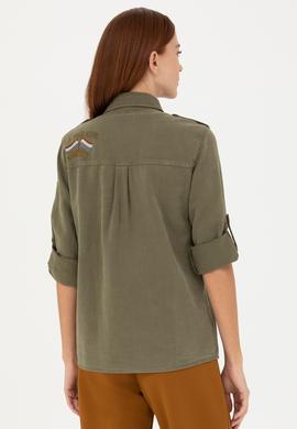Kadın Haki Uzun Kollu Gömlek - 50271854010