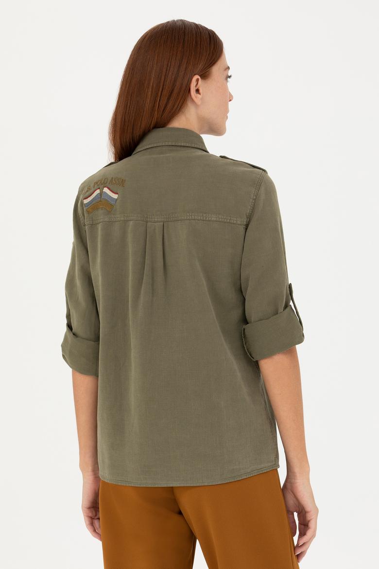 Kadın Haki Uzun Kollu Gömlek - 50271854010