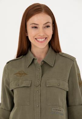 Kadın Haki Uzun Kollu Gömlek - 50271854010