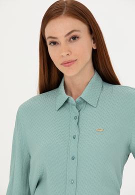 Kadın Mint Uzun Kollu Gömlek - 50272838039