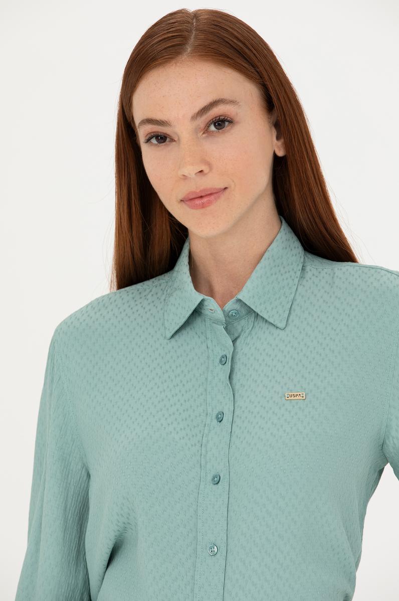 Kadın Mint Uzun Kollu Gömlek