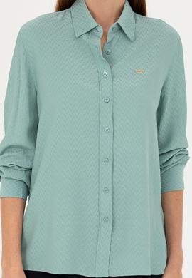 Kadın Mint Uzun Kollu Gömlek - 50272838039