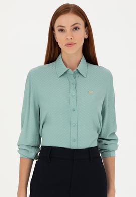 Kadın Mint Uzun Kollu Gömlek - 50272838039