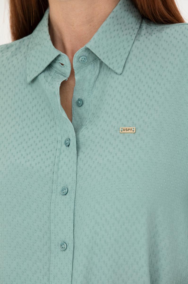 Kadın Mint Uzun Kollu Gömlek