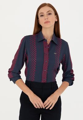 Kadın Lacivert Uzun Kollu Gömlek - 50271645003