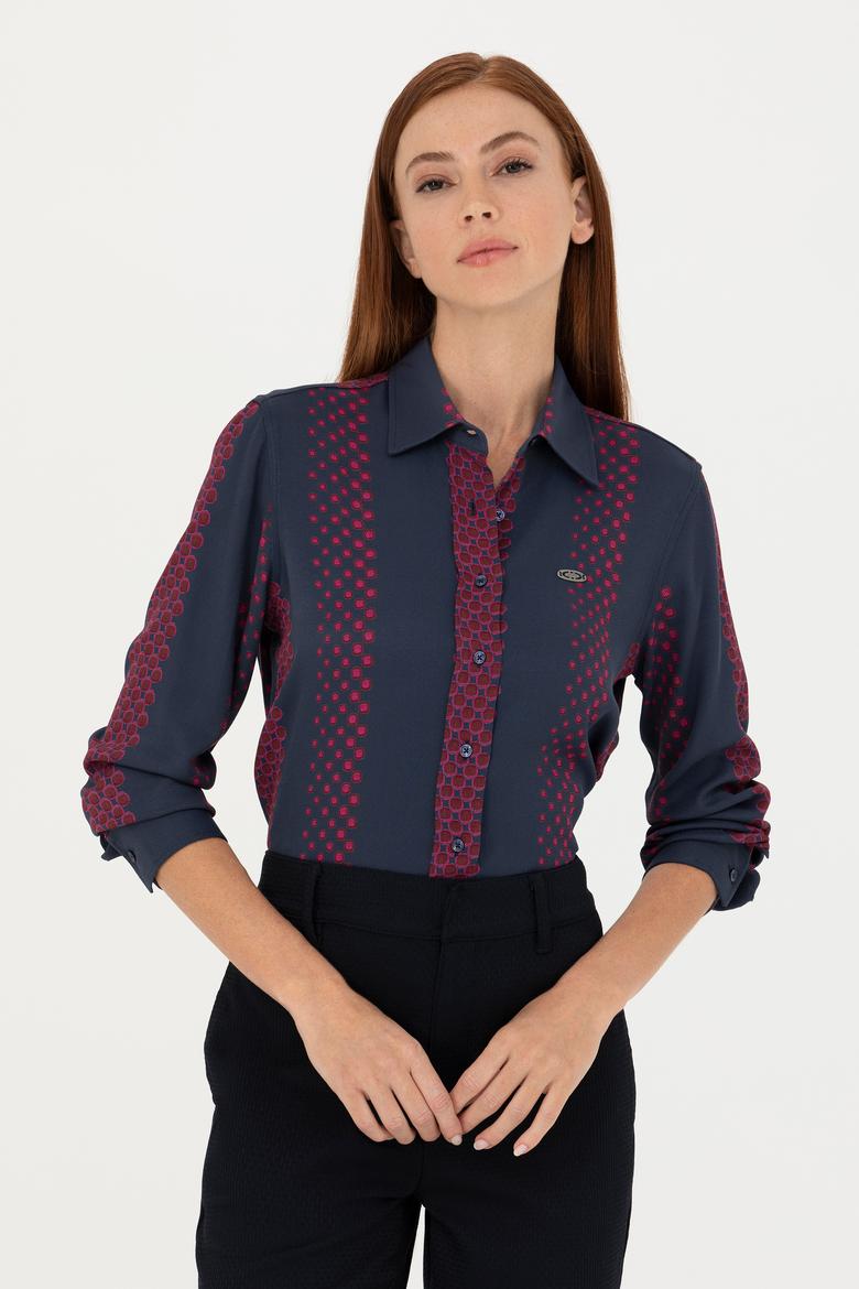 Kadın Lacivert Uzun Kollu Gömlek