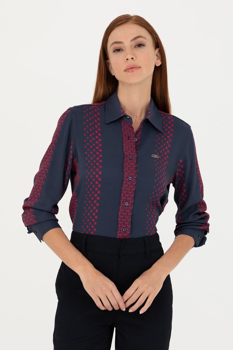 Kadın Lacivert Uzun Kollu Gömlek