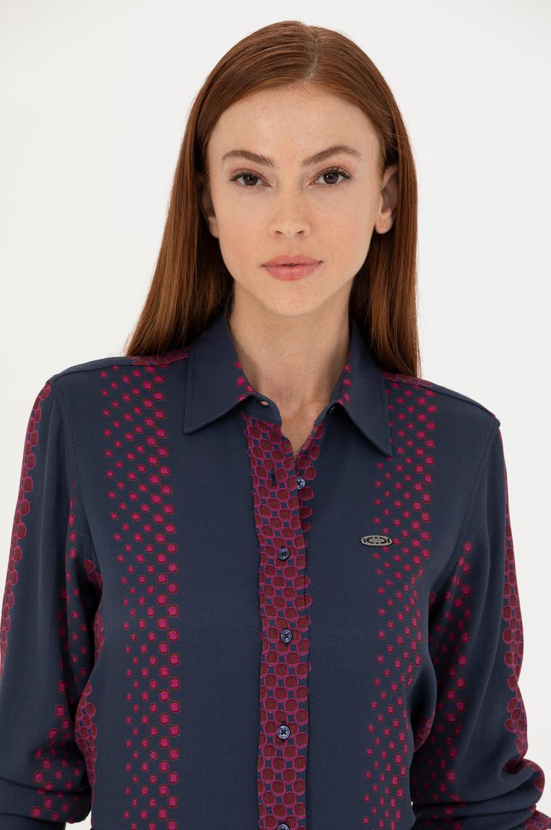 Kadın Lacivert Uzun Kollu Gömlek