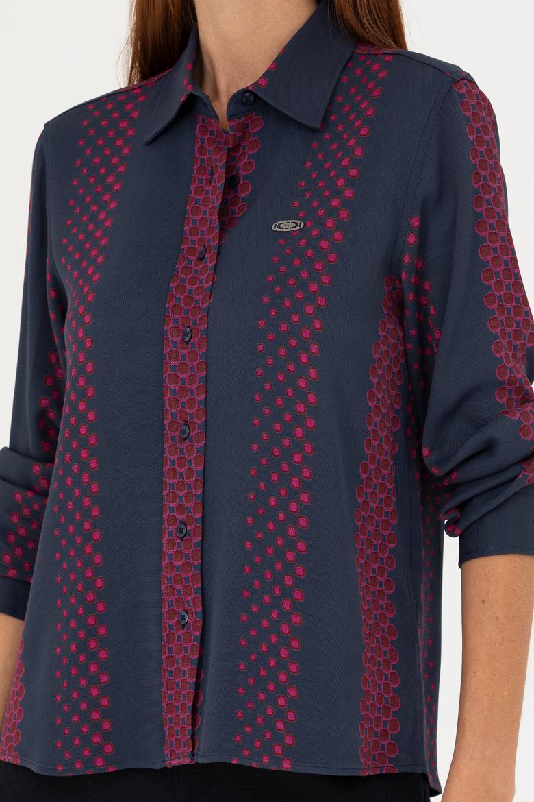 Kadın Lacivert Uzun Kollu Gömlek - 50271645003