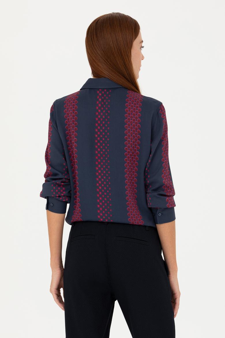 Kadın Lacivert Uzun Kollu Gömlek - 50271645003