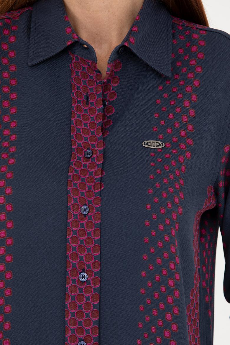 Kadın Lacivert Uzun Kollu Gömlek - 50271645003