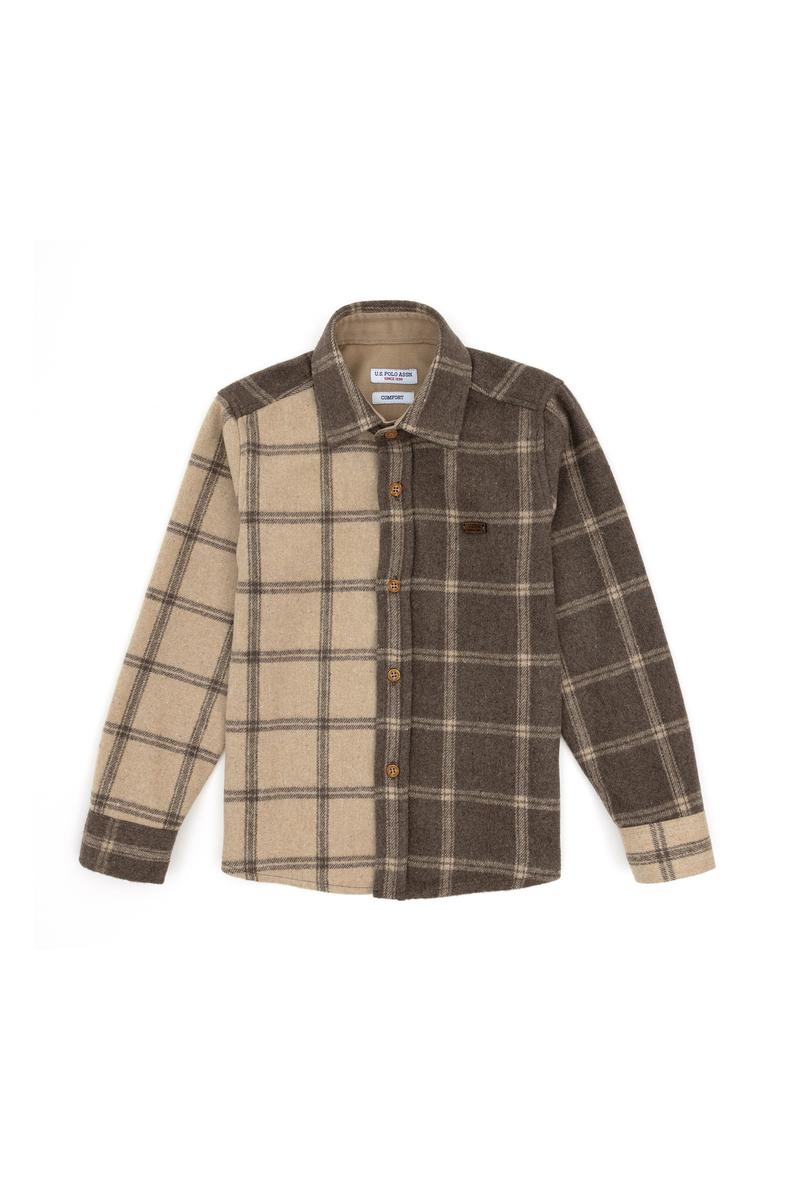 Erkek Çocuk Açık Haki Uzun Kollu Gömlek