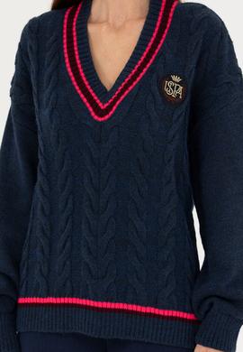 Kadın Lacivert V Yaka Kazak - 50270447008