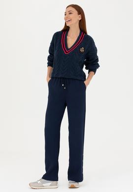 Kadın Lacivert V Yaka Kazak - 50270447008