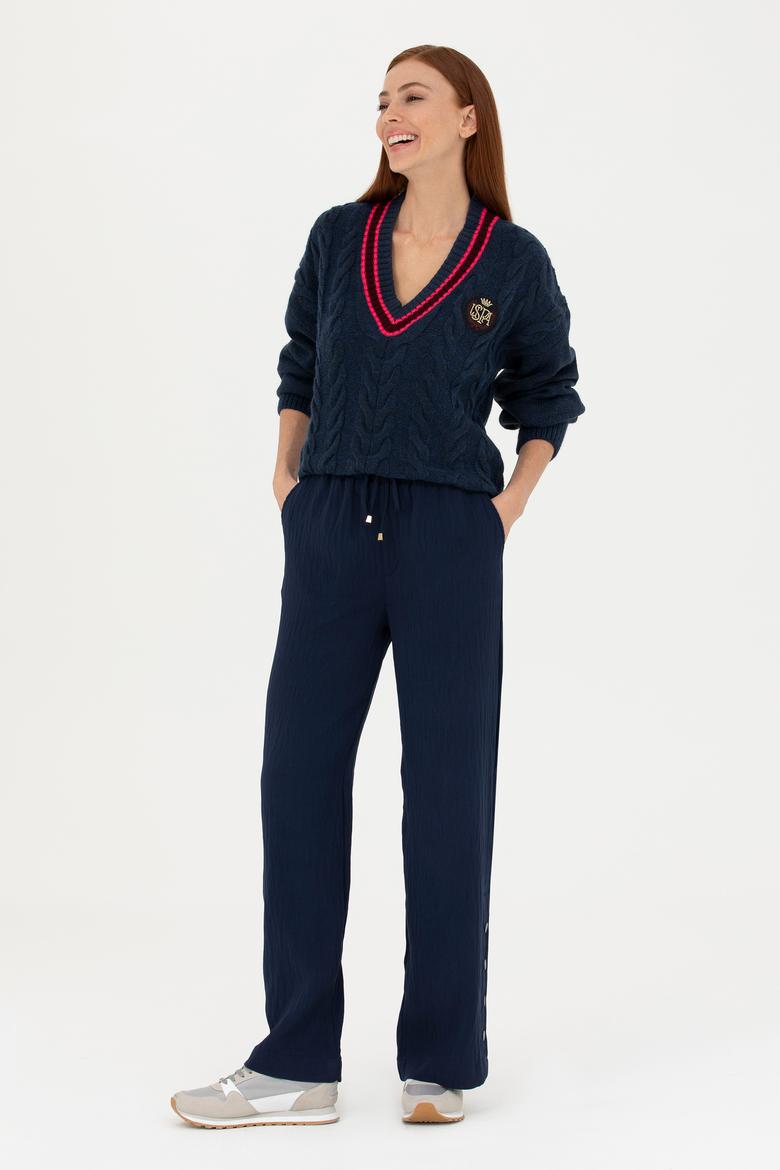 Kadın Lacivert V Yaka Kazak - 50270447008