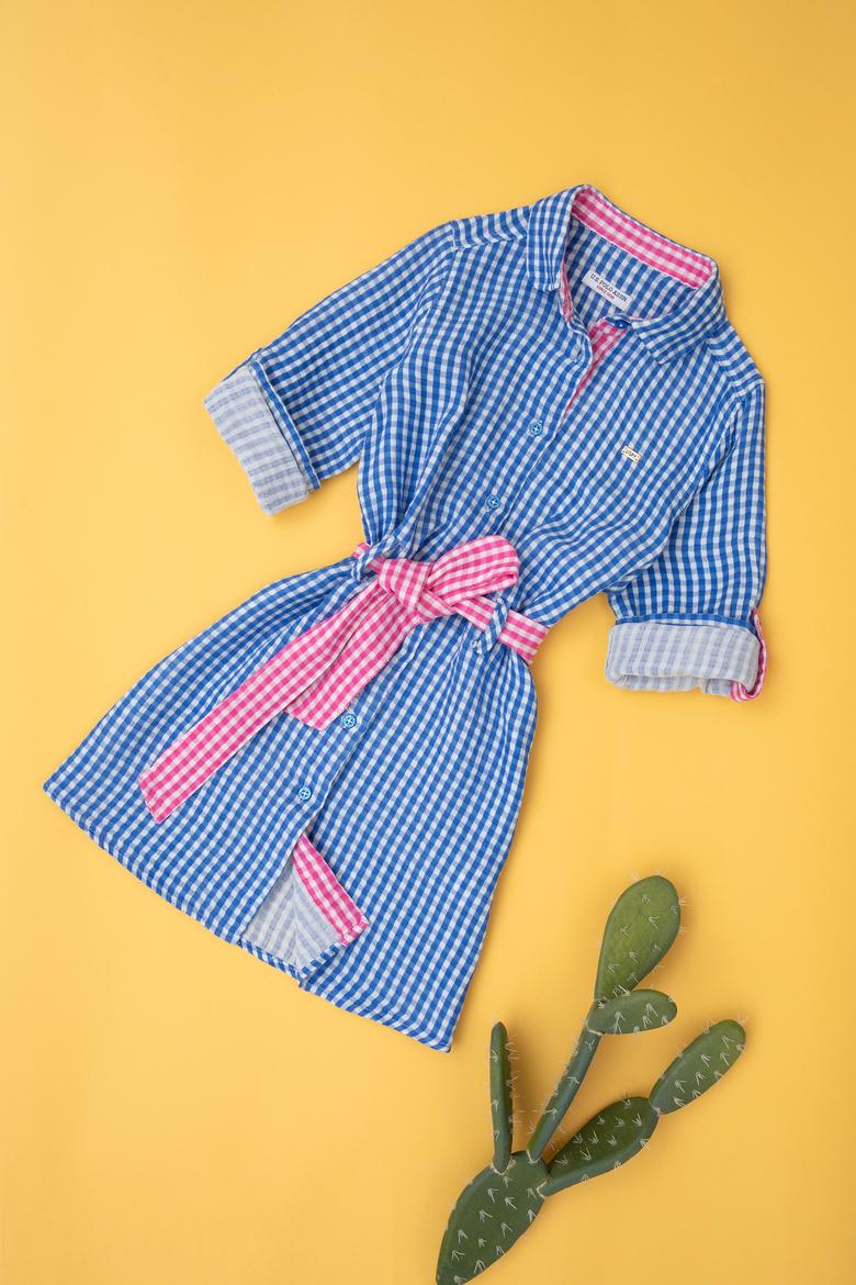 Kız Çocuk Saks Dokuma Elbise