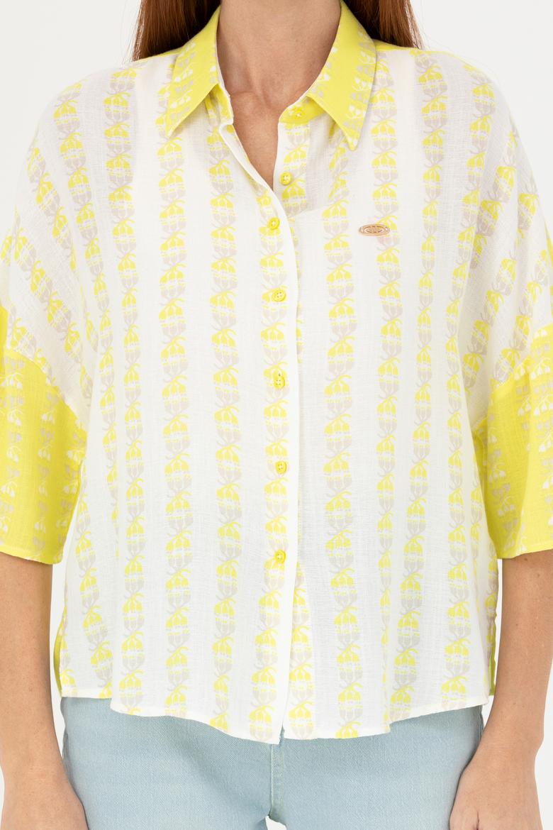 Kadın Neon Sarı Uzun Kollu Gömlek - 50264128013