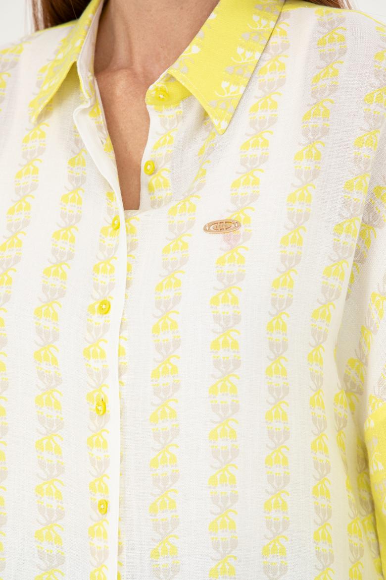 Kadın Neon Sarı Uzun Kollu Gömlek - 50264128013