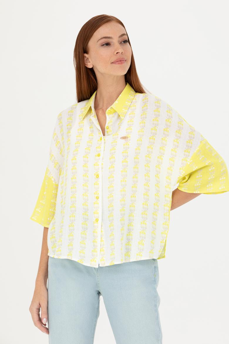 Kadın Neon Sarı Uzun Kollu Gömlek - 50264128013
