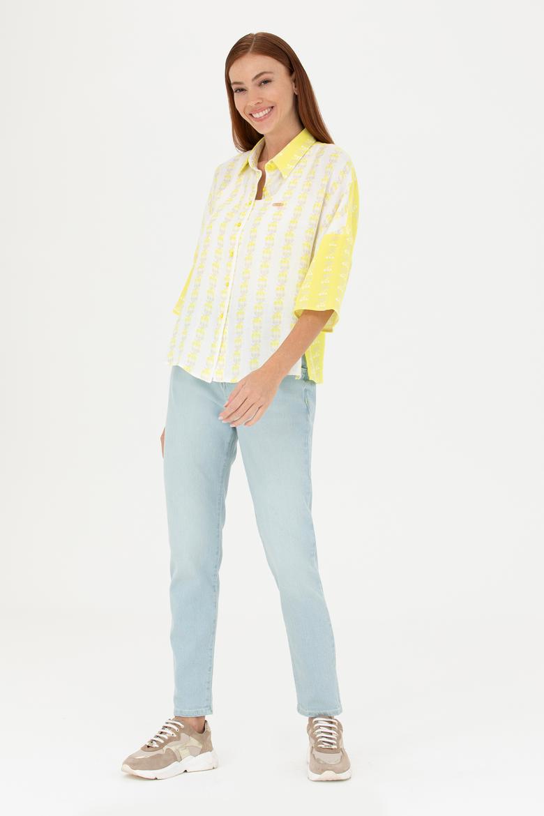 Kadın Neon Sarı Uzun Kollu Gömlek - 50264128013