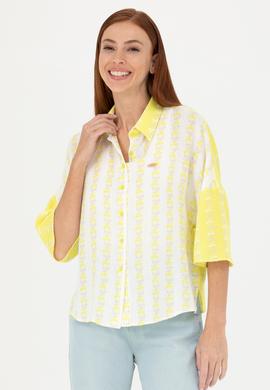 Kadın Neon Sarı Uzun Kollu Gömlek - 50264128013