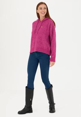 Kadın Menekşe Kapüşonlu Kazak - 50270445020