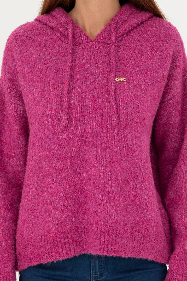 Kadın Menekşe Kapüşonlu Kazak - 50270445020