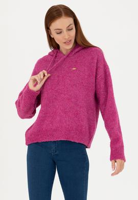 Kadın Menekşe Kapüşonlu Kazak - 50270445020