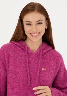 Kadın Menekşe Kapüşonlu Kazak - 50270445020