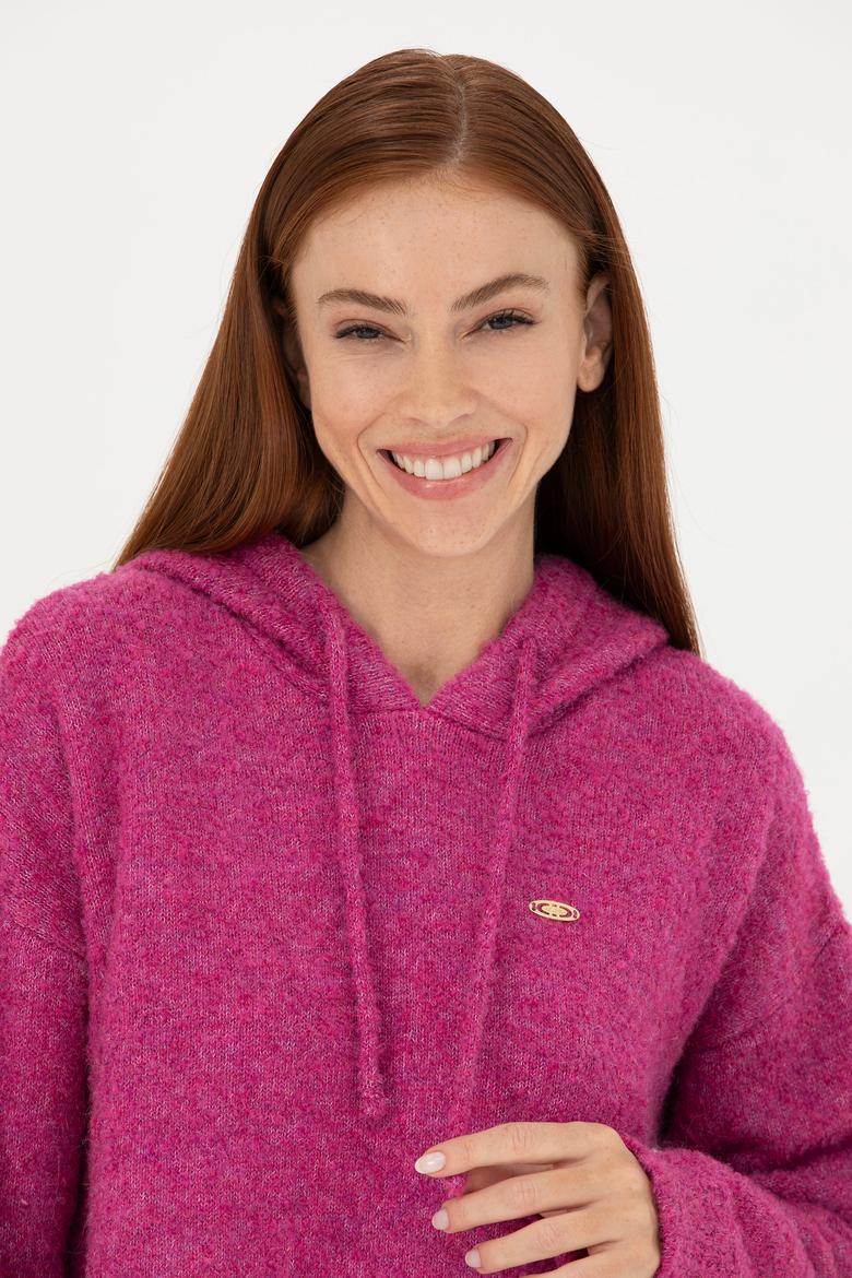 Kadın Menekşe Kapüşonlu Kazak - 50270445020