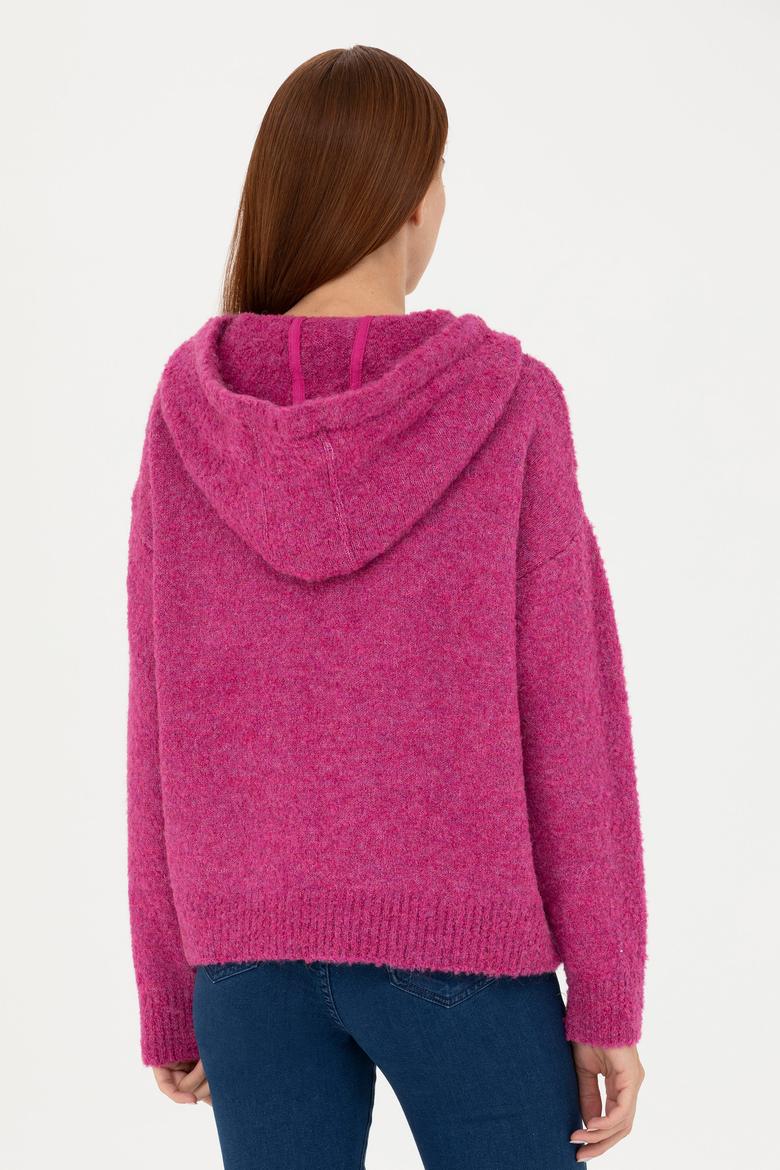 Kadın Menekşe Kapüşonlu Kazak - 50270445020