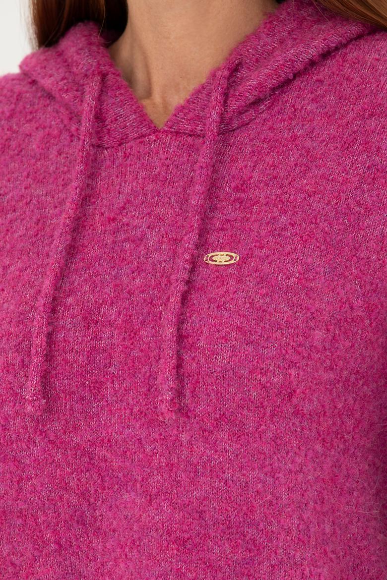 Kadın Menekşe Kapüşonlu Kazak - 50270445020