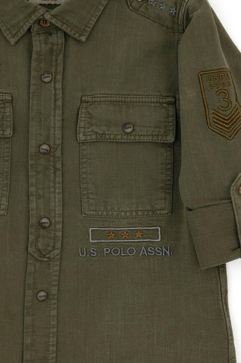 Erkek Çocuk Haki Uzun Kollu Gömlek