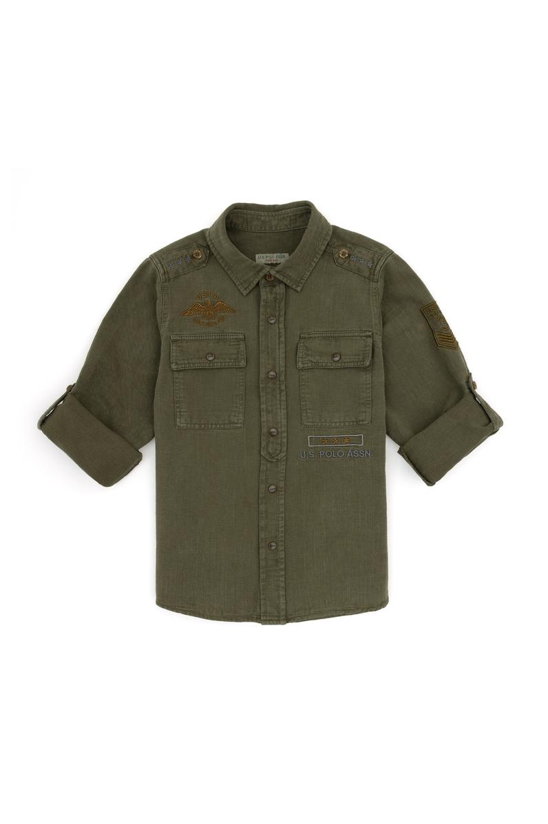 Erkek Çocuk Haki Uzun Kollu Gömlek