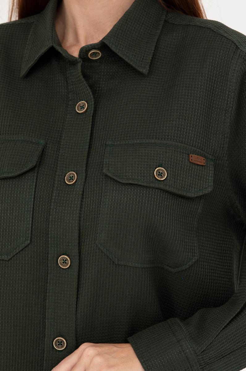 Kadın Haki Uzun Kollu Gömlek