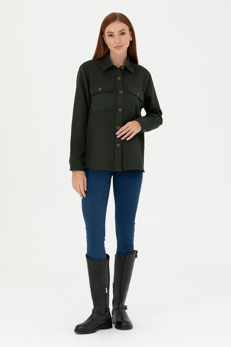 Kadın Haki Uzun Kollu Gömlek - 50271466002