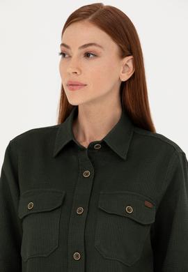 Kadın Haki Uzun Kollu Gömlek - 50271466002
