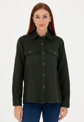 Kadın Haki Uzun Kollu Gömlek - 50271466002