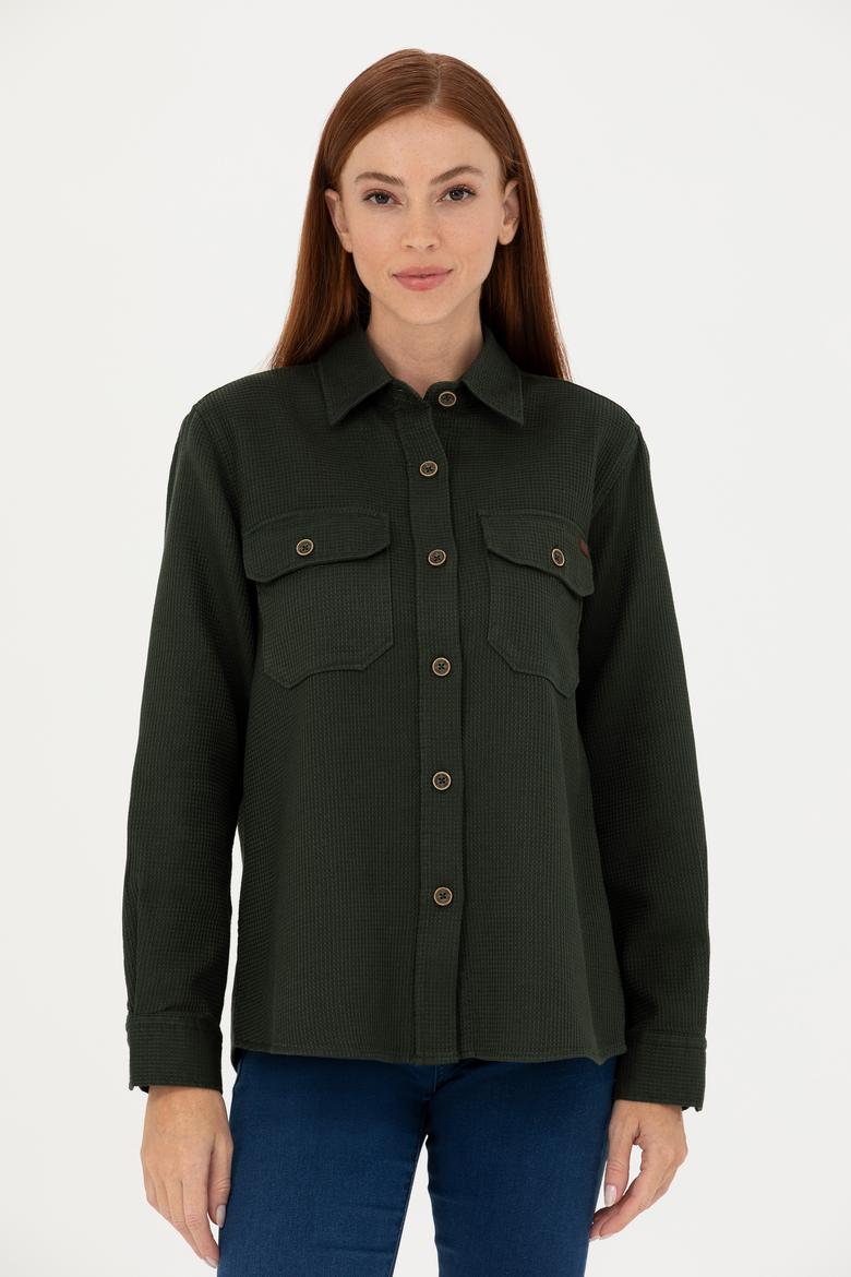 Kadın Haki Uzun Kollu Gömlek - 50271466002