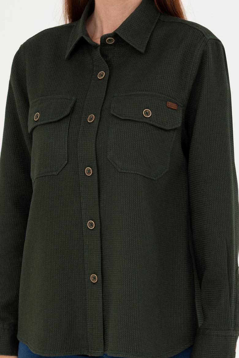 Kadın Haki Uzun Kollu Gömlek - 50271466002