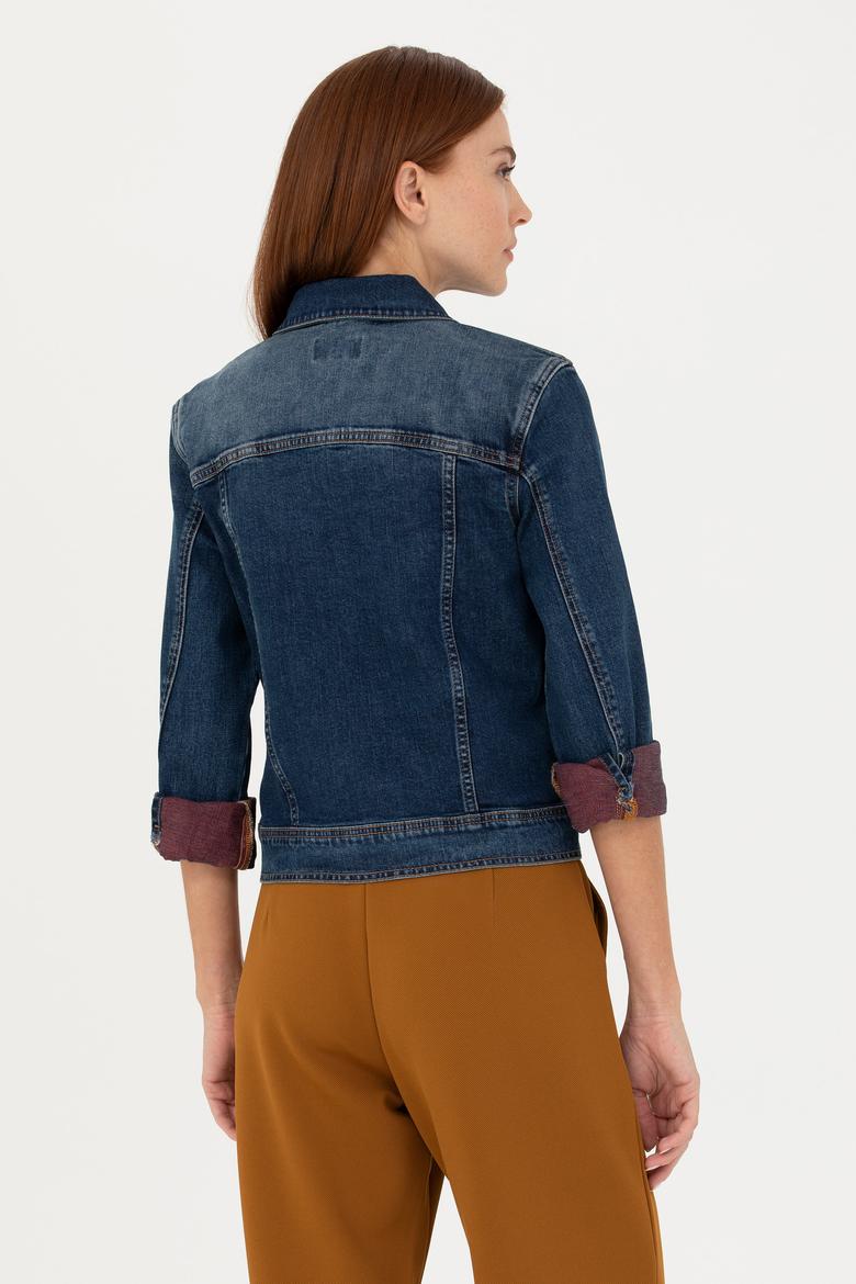 Kadın Koyu Mavi Jean Ceket - 50272260002