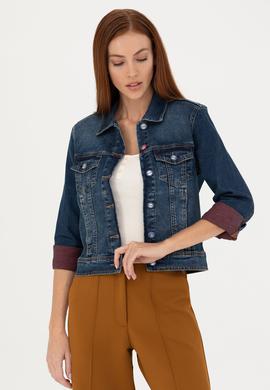 Kadın Koyu Mavi Jean Ceket - 50272260002